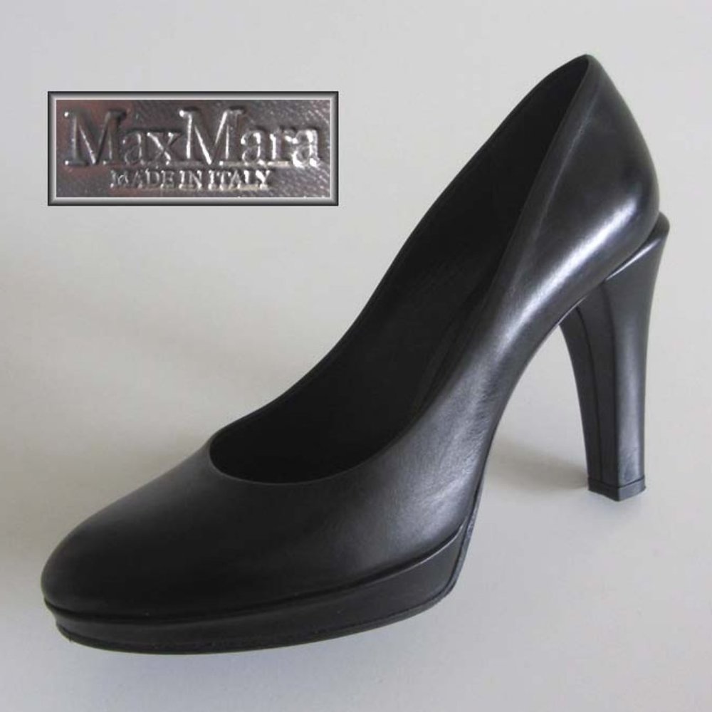 MAX MARA black round-toe platform pumps 37.5 Italy